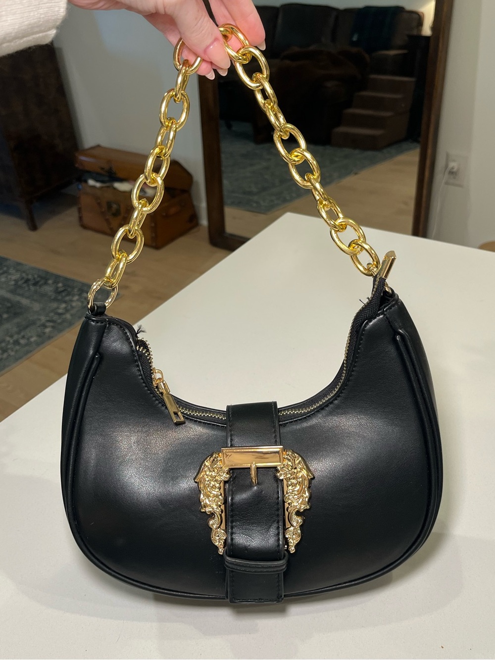 Faux Leather Chain Purse